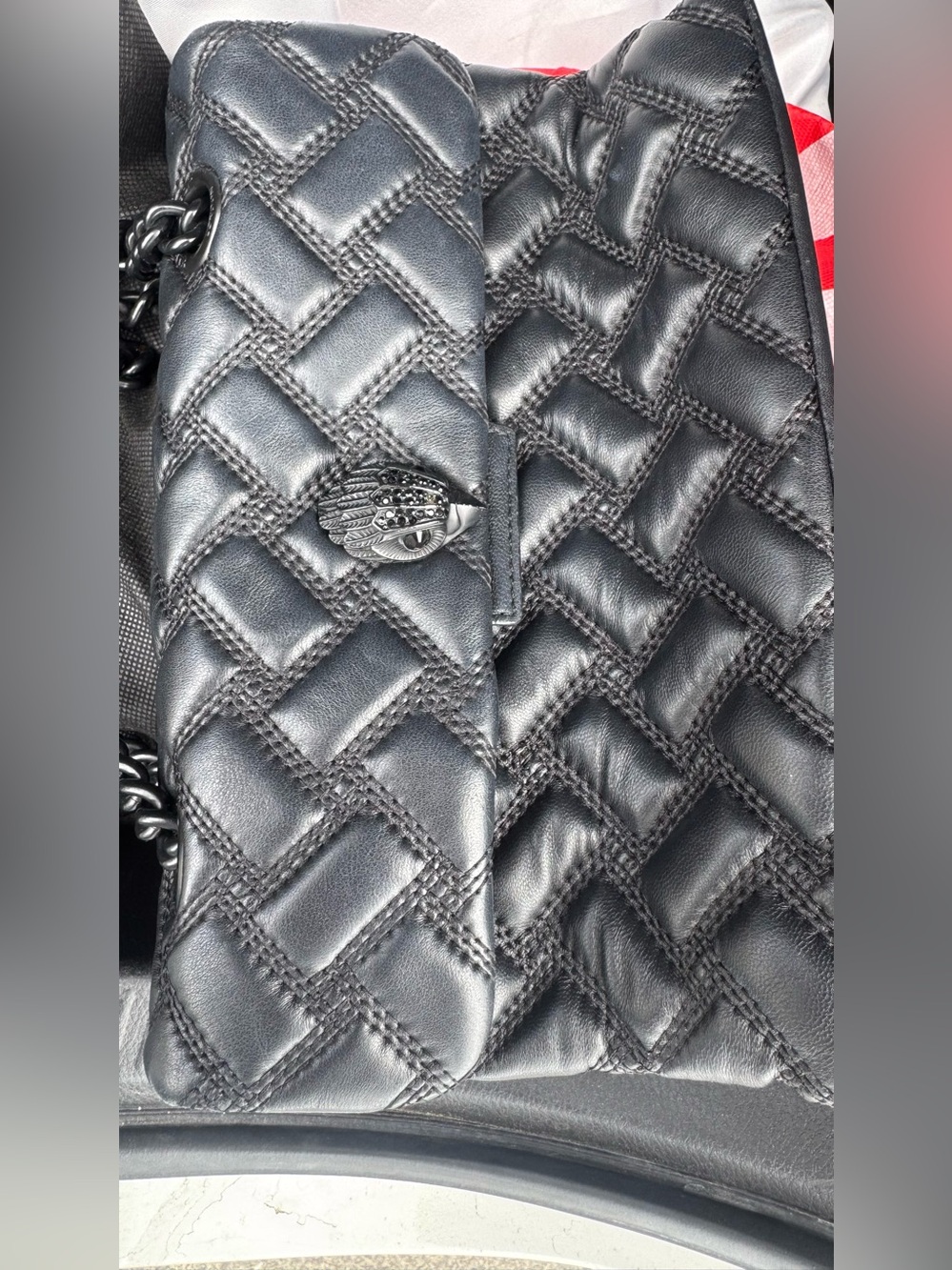 Kurt Geiger Black Quilted Chain-Handle Shoulder Bag with Emblem - Picture 6 of 11
